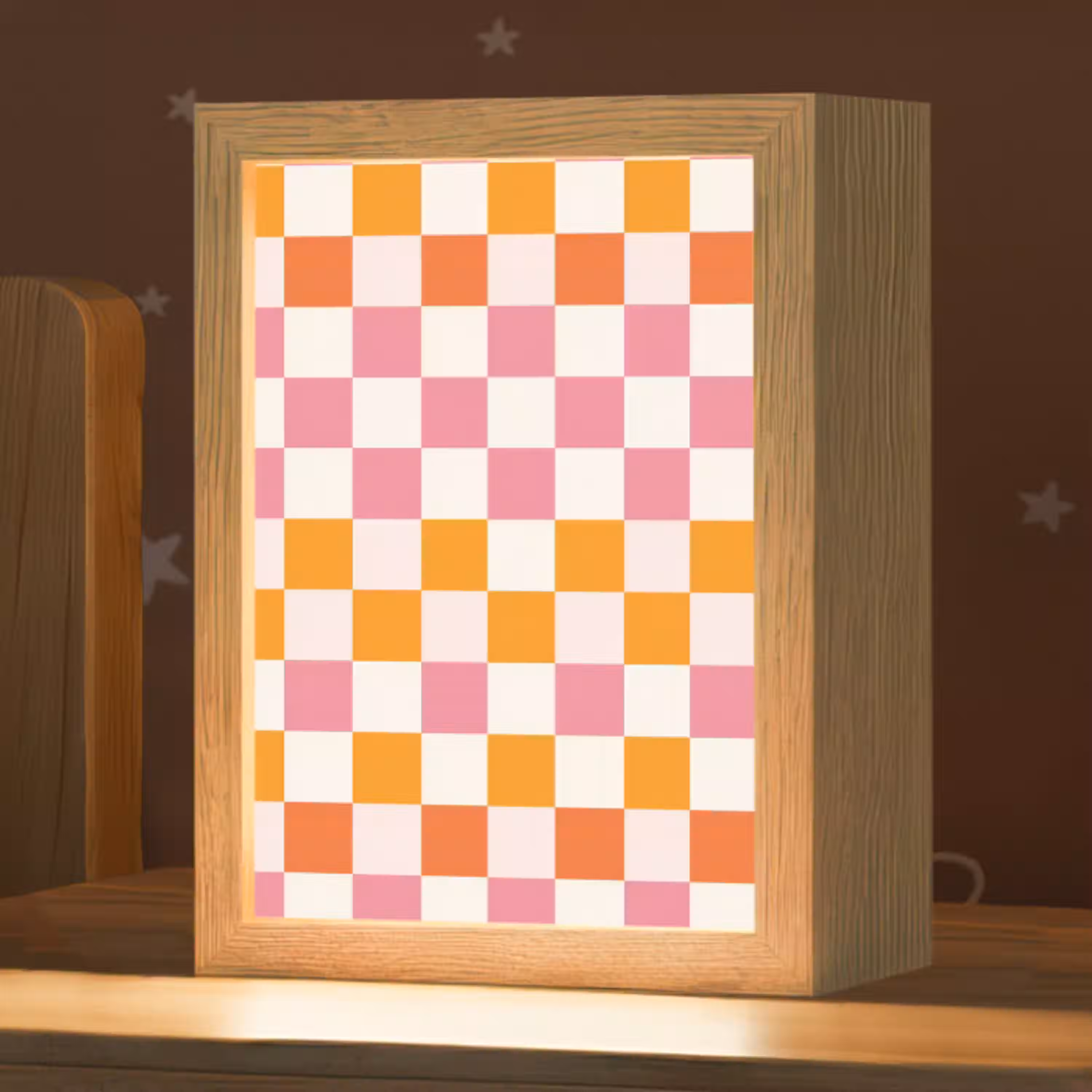 Vierkant - Patroon - Oranje Light Box met kabel (Kinderlampje) klein 904 -zzz_3d_website