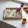 Bloemen - Winter - Wit - Sneeuw - Beige Dienblad Rechthoek middel -sfeer2