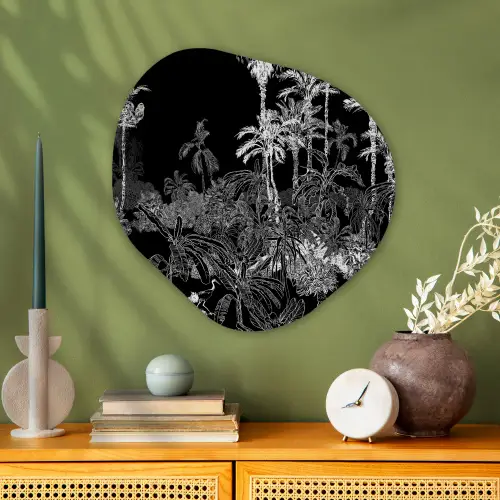 Palm - Jungle - Tropical Wandcirkel Organisch Aluminium middel -sfeer2