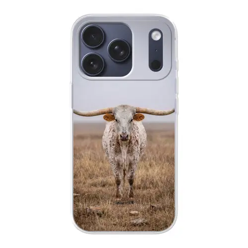 Longhorn - Grasveld - Dier Telefoonhoesje iPhone 17 Pro klein -3d