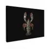 Kreeft - Zwart - Bloemenpatroon - Artistiek canvas 2cm klein -z3d