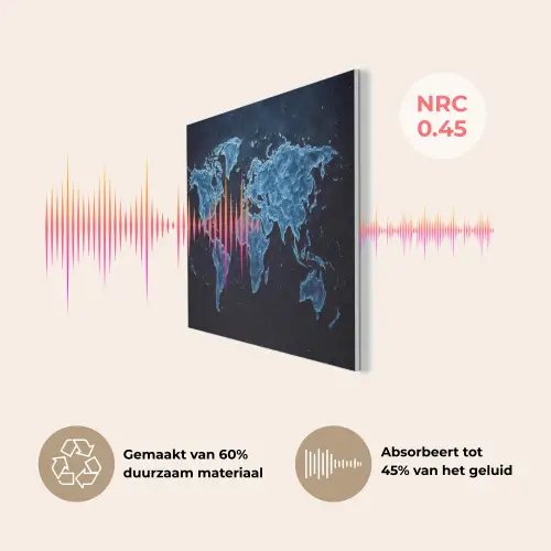 Wereldkaart - Waterstructuur - Blauw PET vilt klein -USP_NL