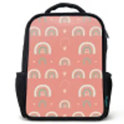 Regenboog - Hartjes - Patronen - Girl - Roze - Kinderen Rugzak - Zwart middel -3d