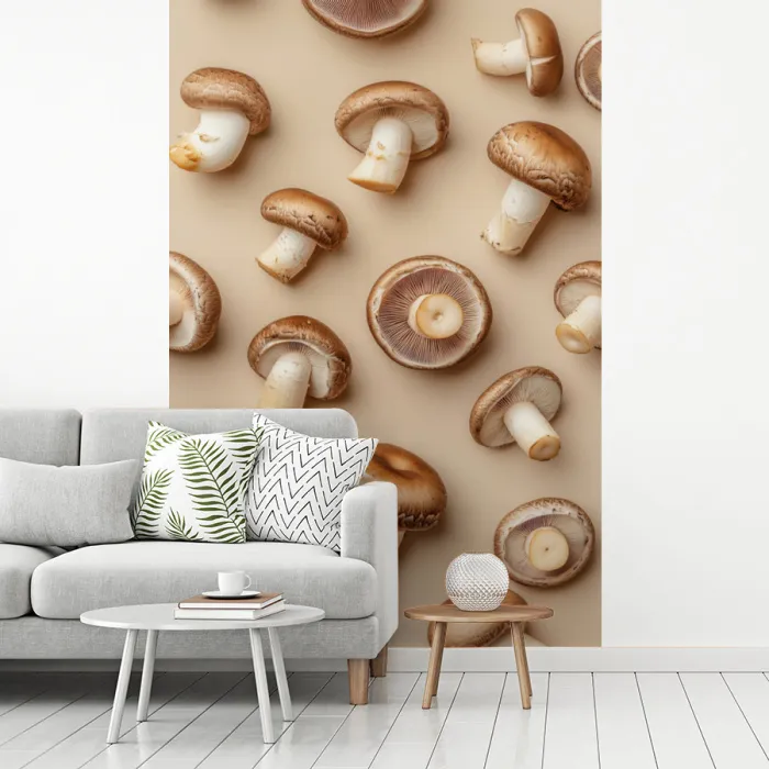 Kastanje Champignons - Beige fotobehang vinyl groot -woonkamer
