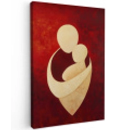 Abstract - Moeder - Kind - Rood Tuinposter op houten frame 2 cm dik middel -3d