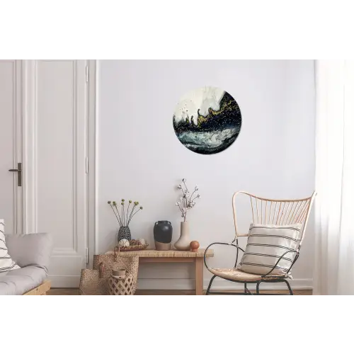 Marmer - Abstract - Goud - Luxe Wandcirkel aluminium klein -woonkamer
