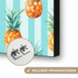 Ananas - Strepen - Groen Textielframe zwart klein 947 -USP_ophangsysteemNL