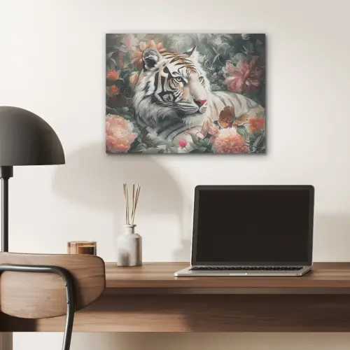 Tijger - Wilde dieren - Bloemen - Jungle PET vilt klein -sfeer5