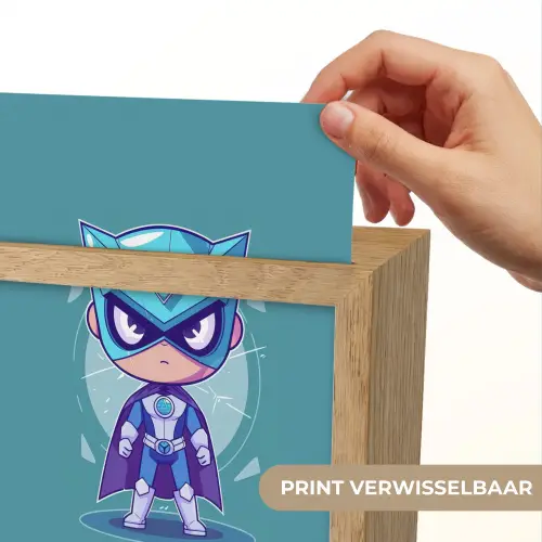 Superheld - Blauw - Jongens Light Box met kabel (Kinderlampje) klein -USP_websiteprintNL