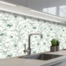 Bloemen - Getekend - Groen keuken achterwand 2 middel 871 -3d_schuin