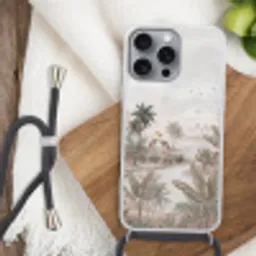 Kraanvogels - Palmbomen - Tropisch Hoesje iPhone 16 Pro Max met koord klein -sfeer4