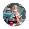 Auto - Vrouw - Groen Wandcirkel aluminium klein -3d