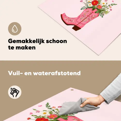 Cowboylaarzen - Roze - Boeket - Bloemen Inductie beschemer met haakjes klein -ky-schoon-nl