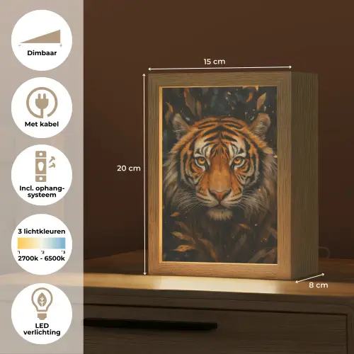 Bladeren - Tijger - Oranje Light Box met kabel (Tafellamp) klein -USP_NL