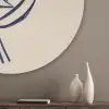 Minimalistisch - Lijnillustratie - Beige - Donkerblauw Akoestische PET Vilt - Rond klein -sfeer5_closeup