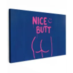 Brutaal - Grappig - Blauw Tuinposter op houten frame 2 cm dik klein -3d