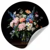 Pastel - Bloemen - Glazen - Vaas Wandcirkel behangsticker klein -3d