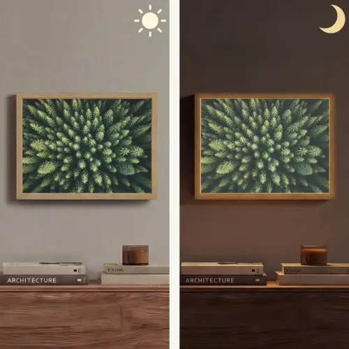 Bomen - Naaldwoud - Structuur Light Box met batterij (Wandlamp) middel -sfeer3