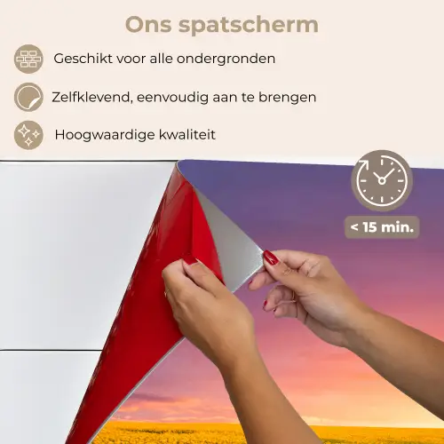 Bloemen - Weg - Lucht - Geel - Paars - Zonsondergang - Natuur keuken achterwand spatscherm klein -spatscherm_NL