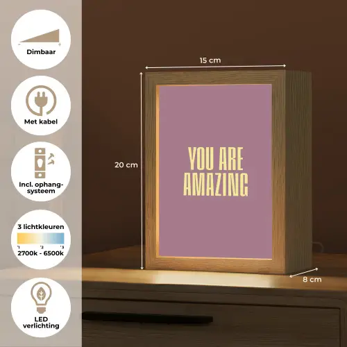 Tekst - Paars - Amazing Light Box met kabel (Tafellamp) klein -USP_NL