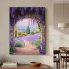 Doorkijk - Lavendel - Bloemen - Paars - Poort Textielframe zwart klein -sfeer2