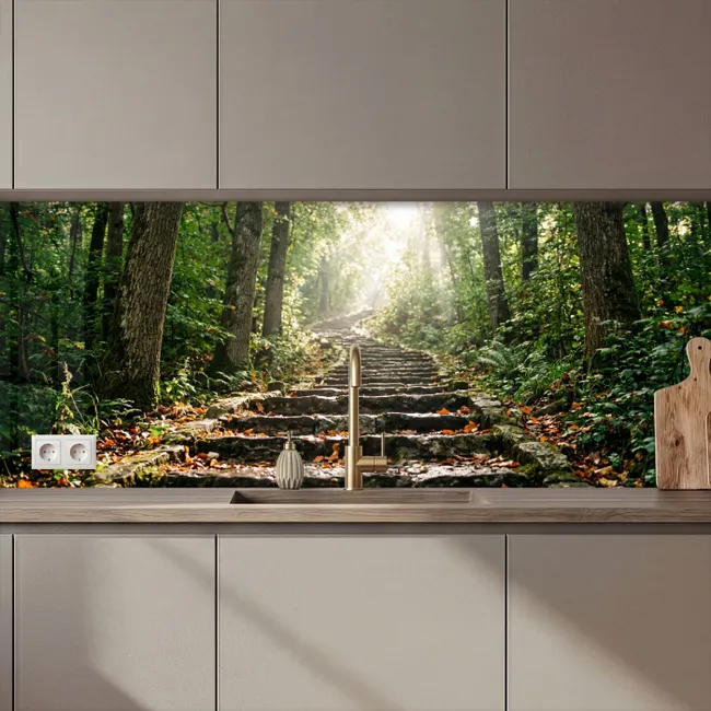 Keuken achterwand - Stenen - Trap - Bos - Natuur