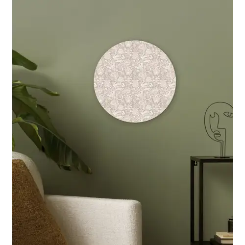 Bloemenprint - Grijs - Crème Wandcirkel kunststof plaat 5mm dik klein 188 -sfeer3