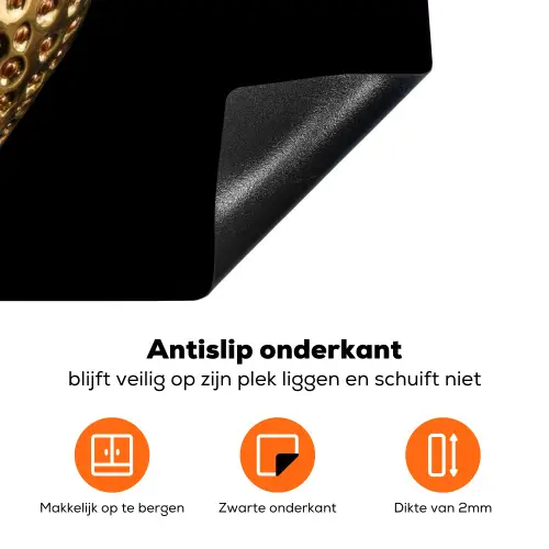 Aardbei - Goud - Zwart - Chrome Inductie beschermer vinyl 3mm klein -zzzzzzz-td-onderkant
