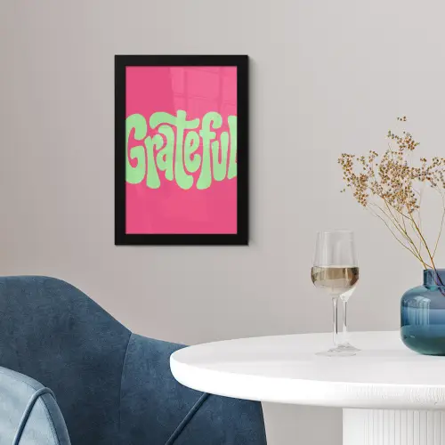 Grateful - Groen - Grafisch - Vloeiend fotolijst zwart zonder passe partout klein -sfeer4