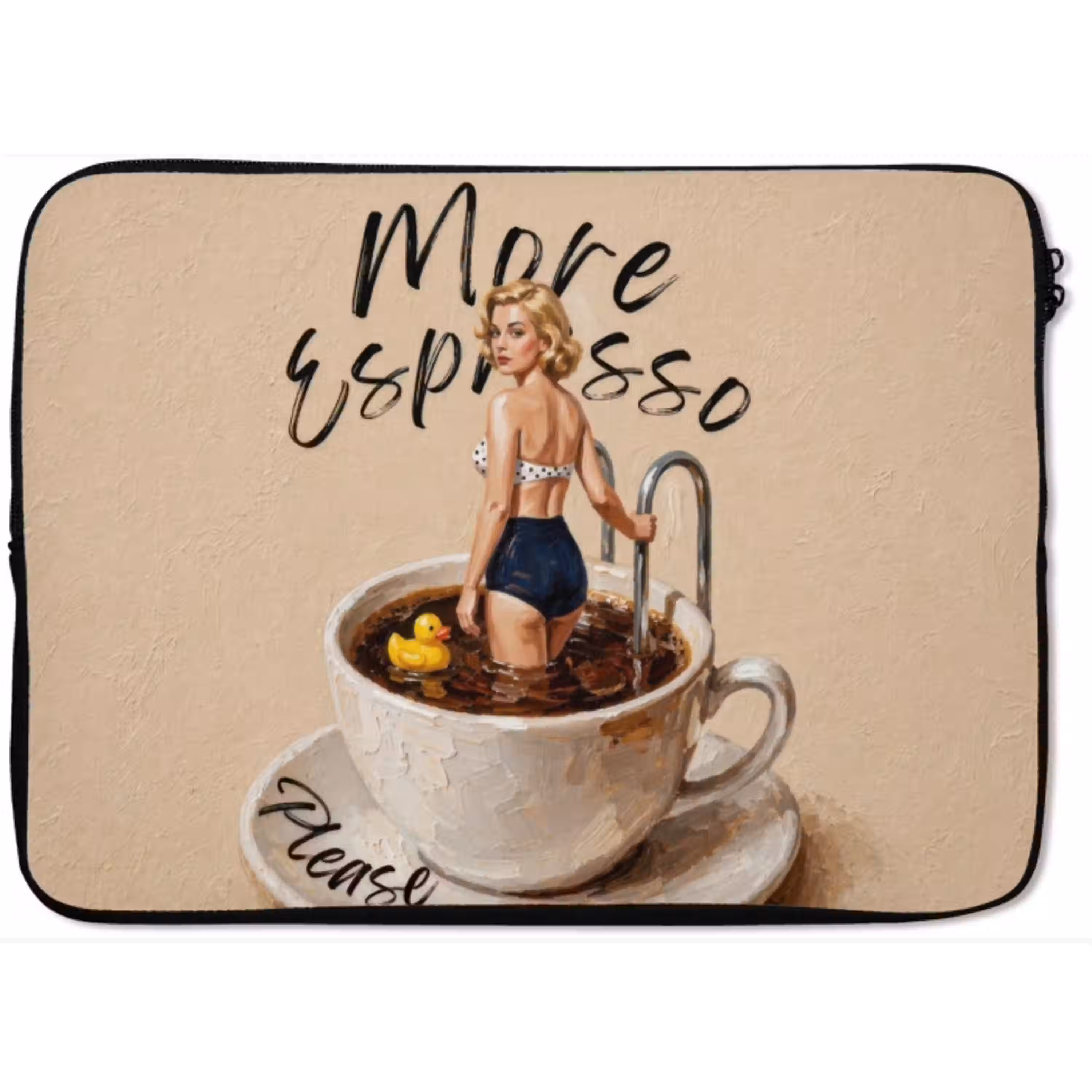 More espresso - Koffie - Eend laptophoes neopreen klein -zkaufland3dotto