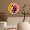 Vogel - Vrouw - Abstract - Bloem Wandcirkel plexiglas klein -sfeer1