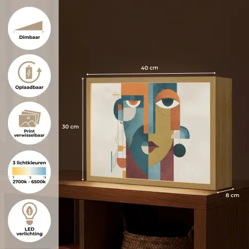 Geometrisch - Strakke vormen - Kleurrijk Light Box met batterij (Wandlamp) middel -USP_websiteoverzichtNL