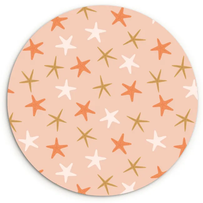 Zee - Dieren - Roze - Zeesterren Wandcirkel kunststof plaat 5mm dik klein 188 -3d