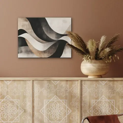 Abstract - Golven - Zwart - Verweerd PET vilt klein -sfeer4