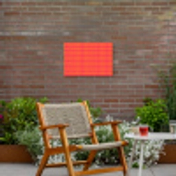 Modern - Stippen - Oranje Tuinposter op houten frame 2 cm dik klein 845 -sfeer3