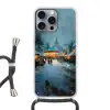 Winterkermis - Dorp - Kleurrijk Hoesje iPhone 16 Pro Max met koord klein -3d