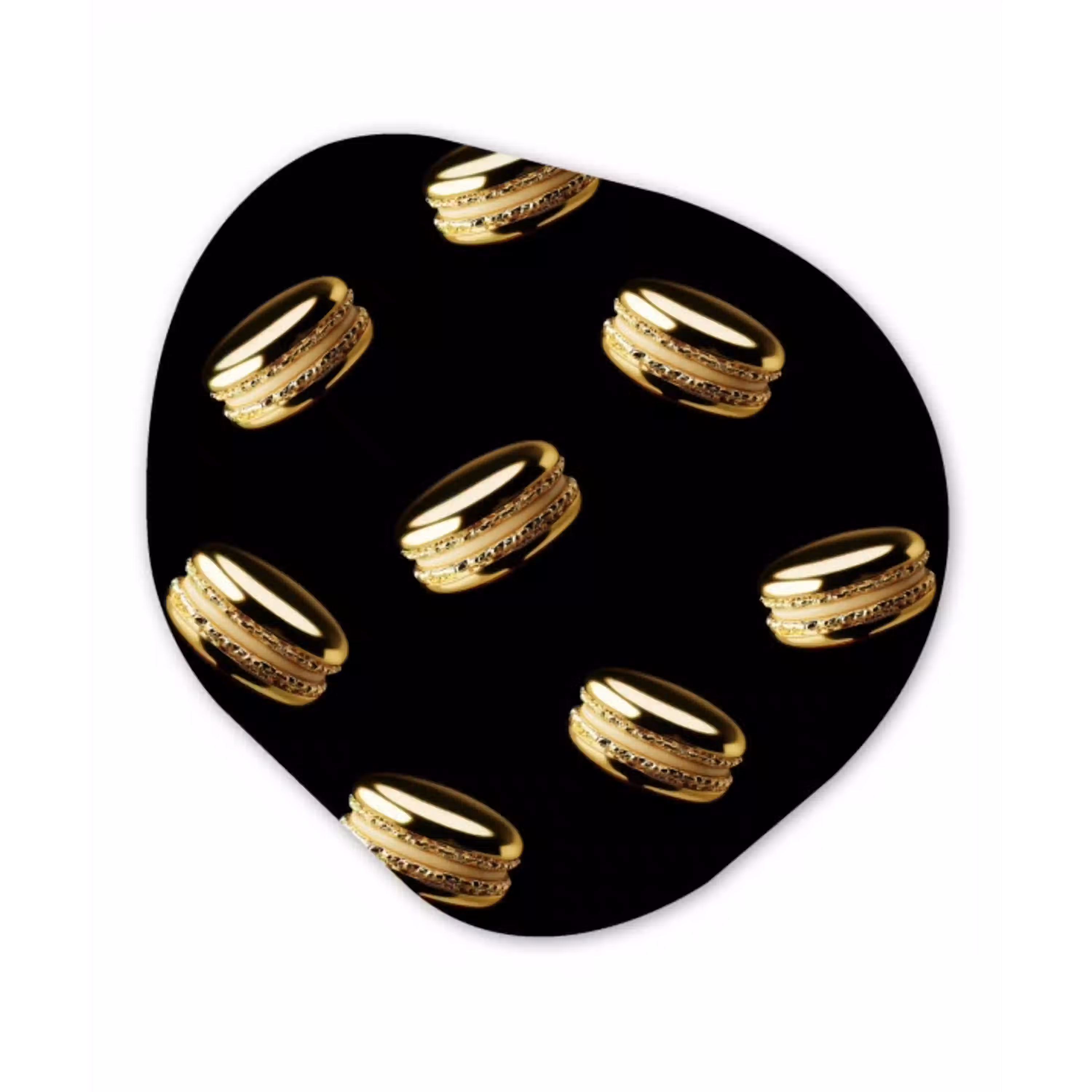 Macarons - Patroon - Goud - Zwart Wandcirkel Organisch Forex 3mm klein -3d