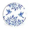 Modern - Vogels - Delfts - Blauw Wandcirkel aluminium klein -3d