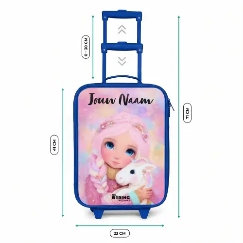 Meisje - Eenhoorn - Roze Kinderkoffer - Blauw klein -productfoto_formaten