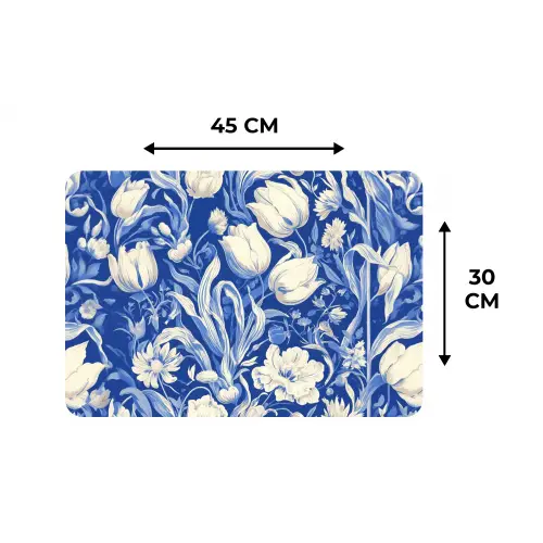 Bloemen - Delfts Blauw - Patroon - Tulp Placemat vinyl groot -specs