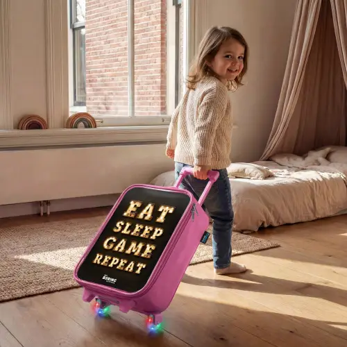 Qoute met licht Kinderkoffer - Roze klein -sfeer1