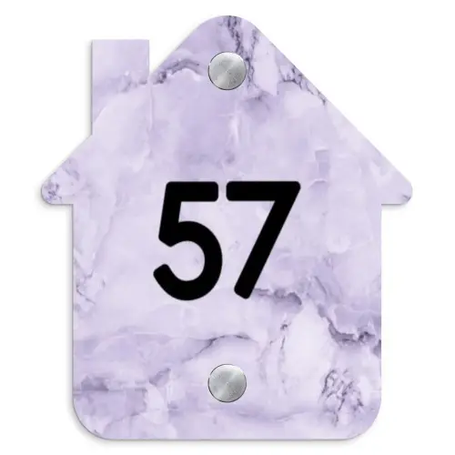 Paars marmer - Traditioneel Naambord Huisje klein -3d