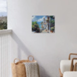 Huizen - Zee - Bomen - Bloemen tuinposter los doek klein -sfeer8