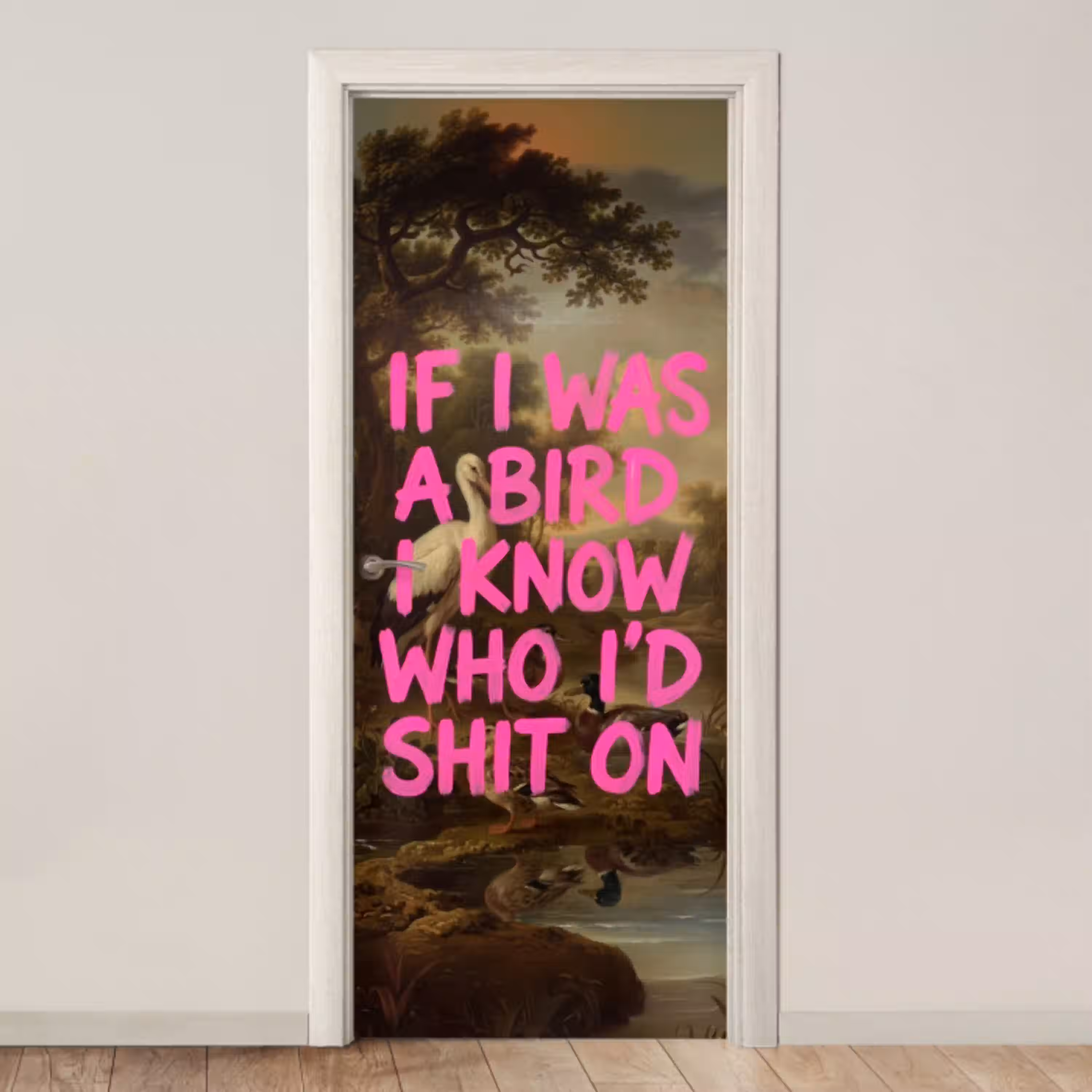 Klassiek - Humor - Roze deurposter klein -3d_beige