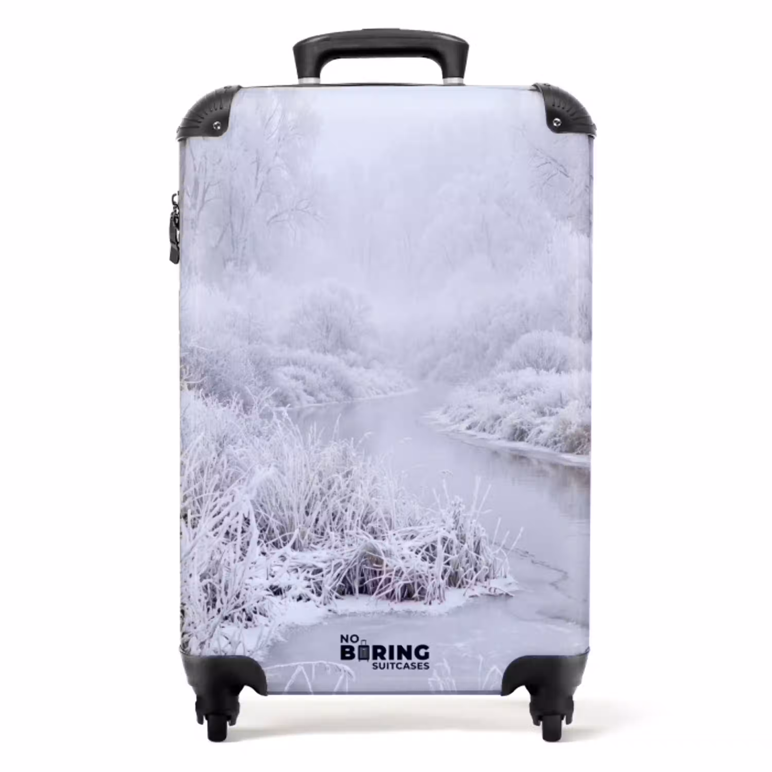 Rivier - Sneeuw - Bos - Winter - Schilderachtig NBS - Handbagage koffer - Volwassenen Unisex middel -productfoto_recht