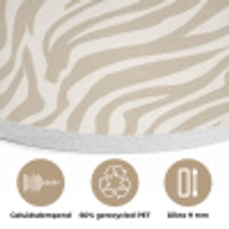 Zebra - Patroon - Beige Akoestische PET Vilt - Rond klein 838 -closeup_NL