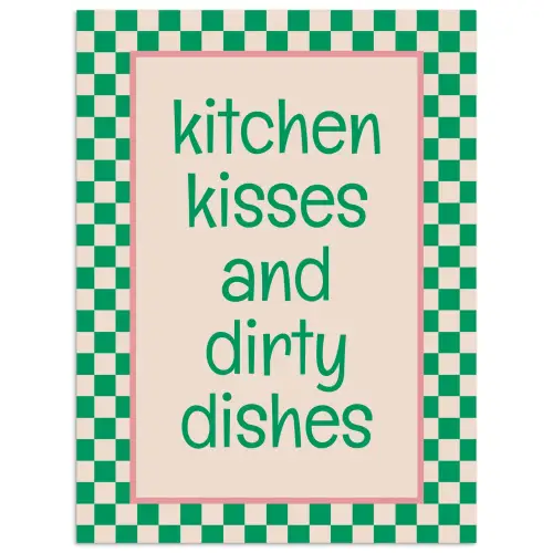 Quote - Groen - Geblokt - Keuken poster papier klein -3d