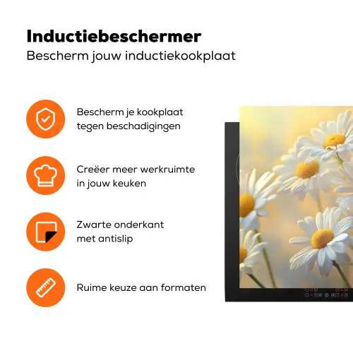 Madeliefjes - Wit - Zonlicht Inductie beschermer vinyl 3mm klein -zzzzzzz-td-ups