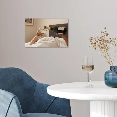 Champagne - Bed - Bubbels poster papier klein -sfeer3