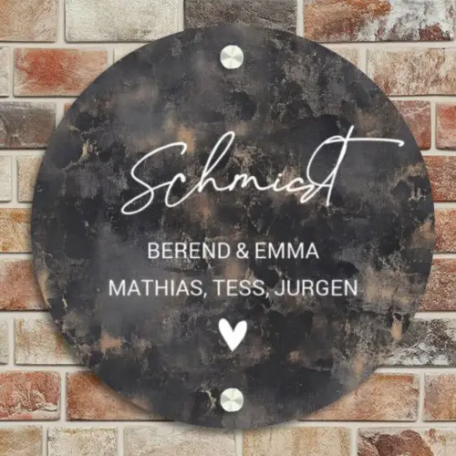 Verweerd metaal - Sierlijk Naambord Rond klein -sfeer2